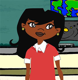 Animated character Briana in the video 